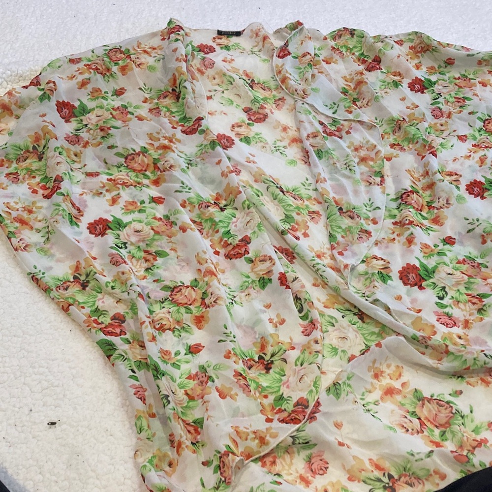 Womens Floral Chiffon Kimono Cardigan